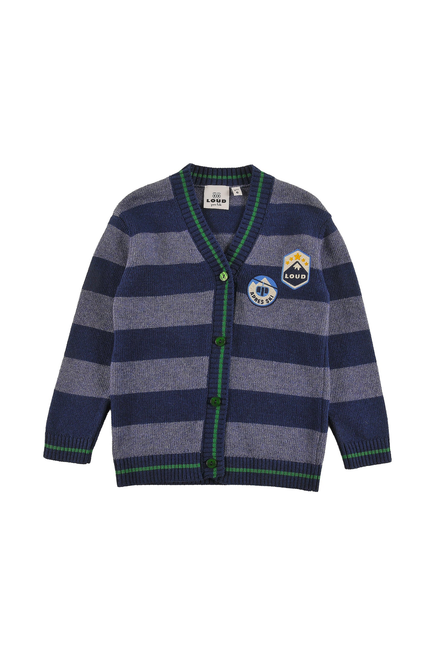 LOUD NAVY STRIPED PATCH CARDIGAN