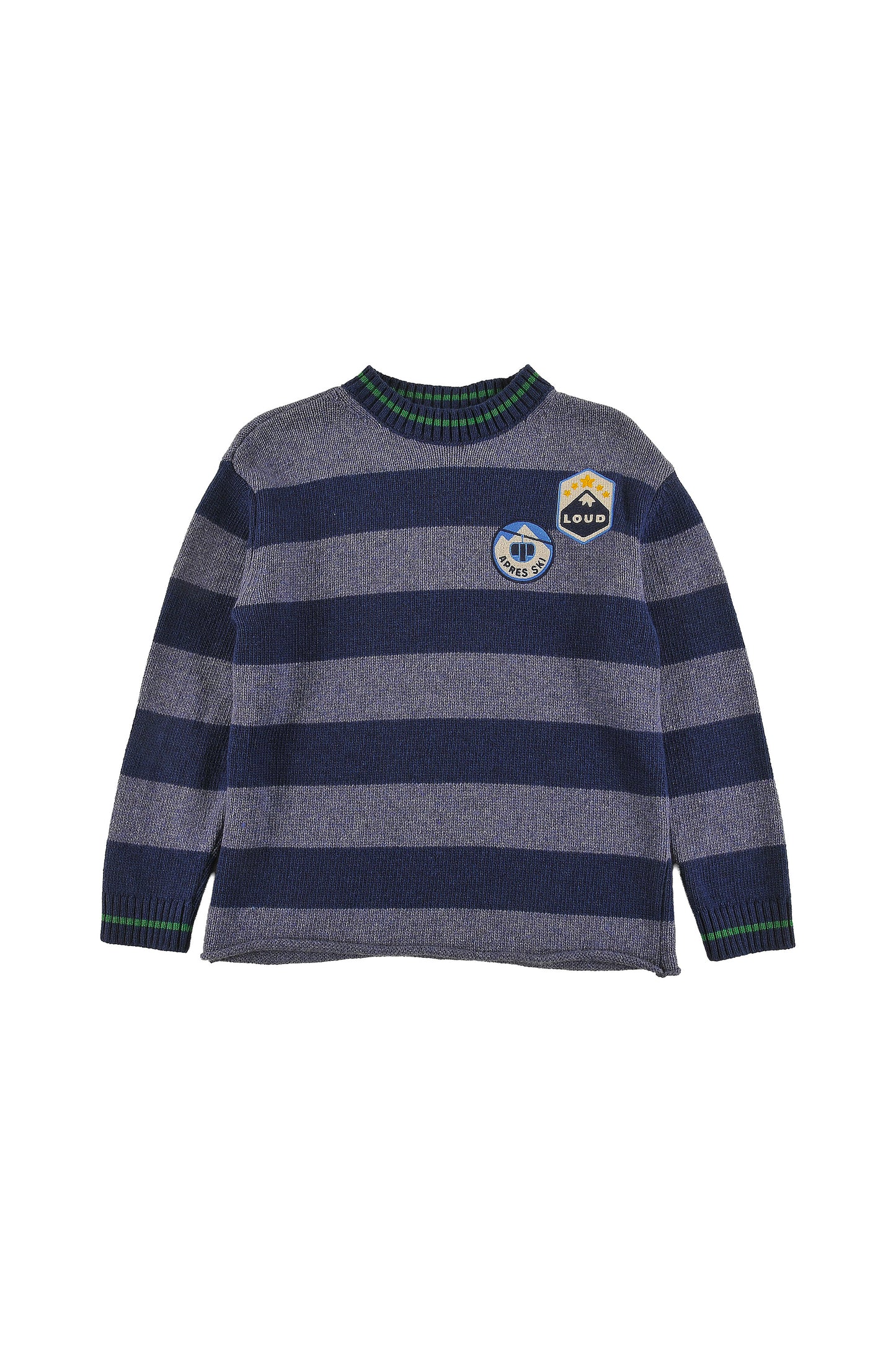 LOUD NAVY STRIPED PATCH SWEATER