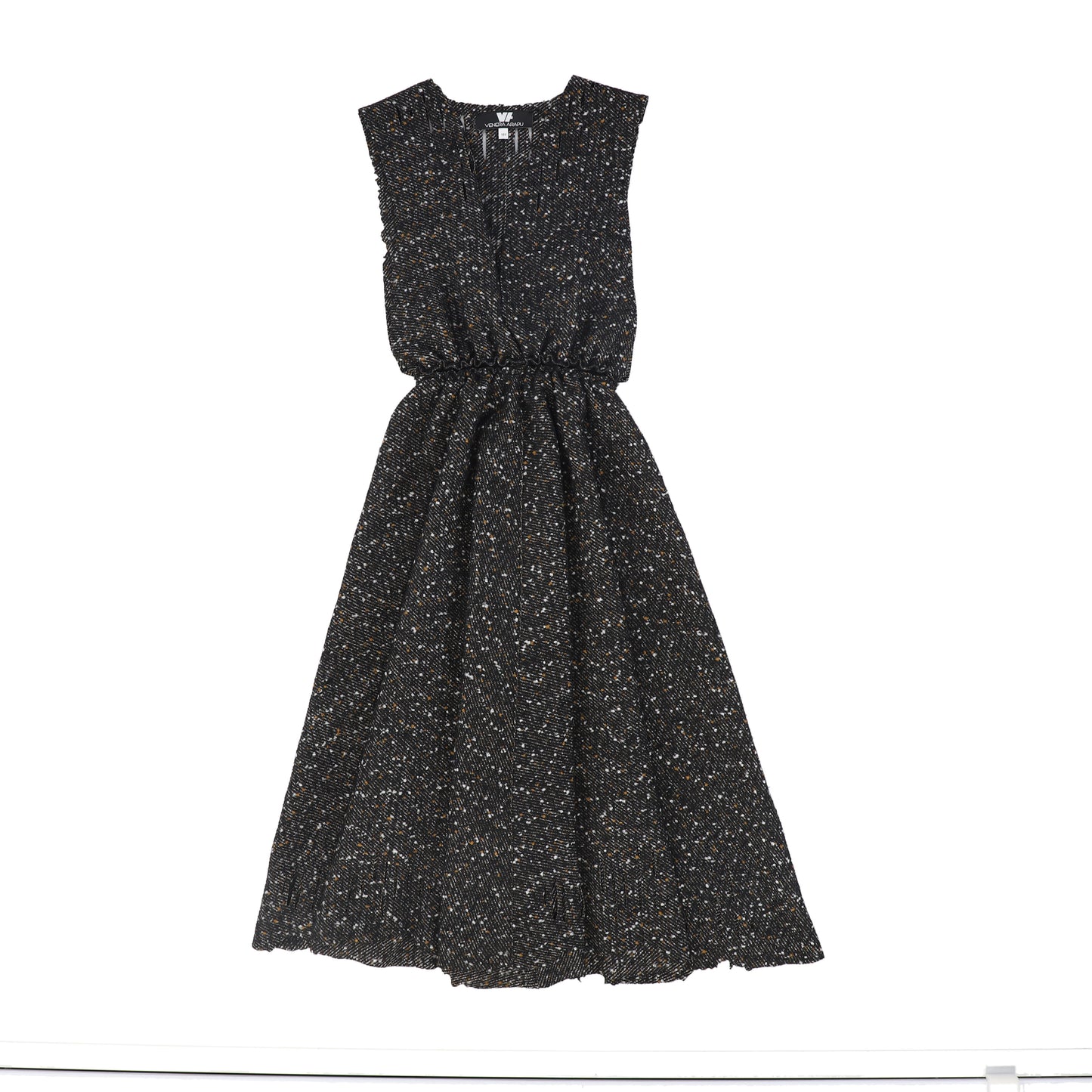 VENERA ARAPU BLACK SPECKLED TWEED WAISTED JUMPER