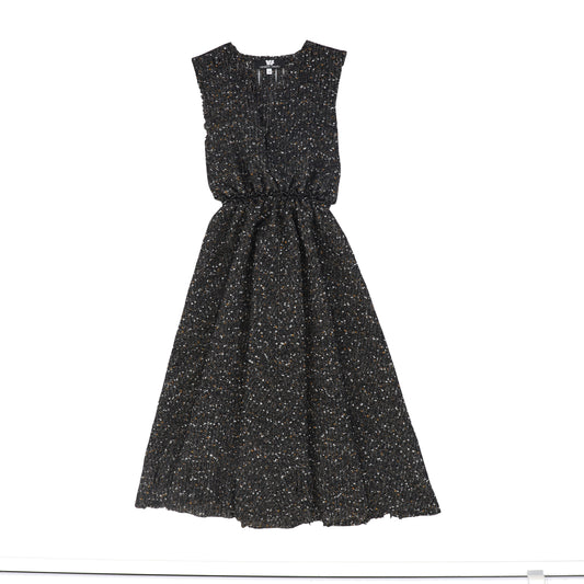 VENERA ARAPU BLACK SPECKLED TWEED WAISTED JUMPER