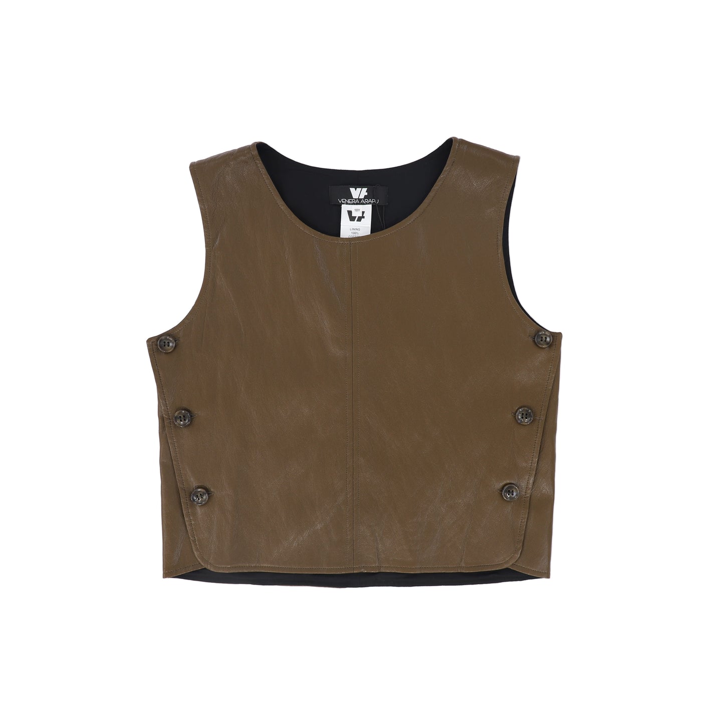 VENERA ARAPU BROWN BUTTON LEATHER VEST