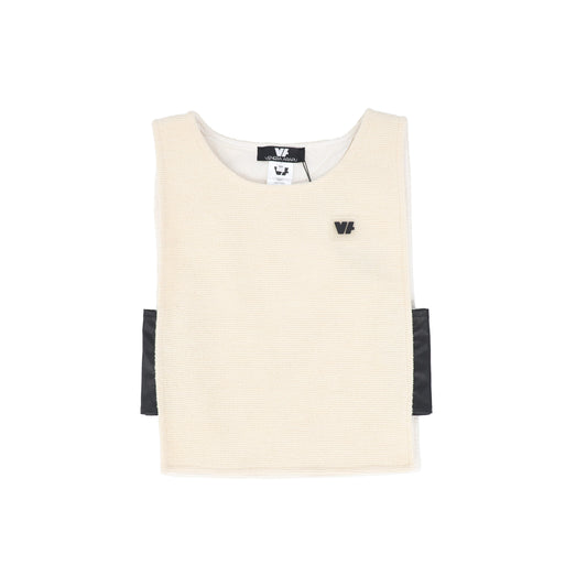 VENERA ARAPU CREAM WAFFLE LEATHER TRIM VEST