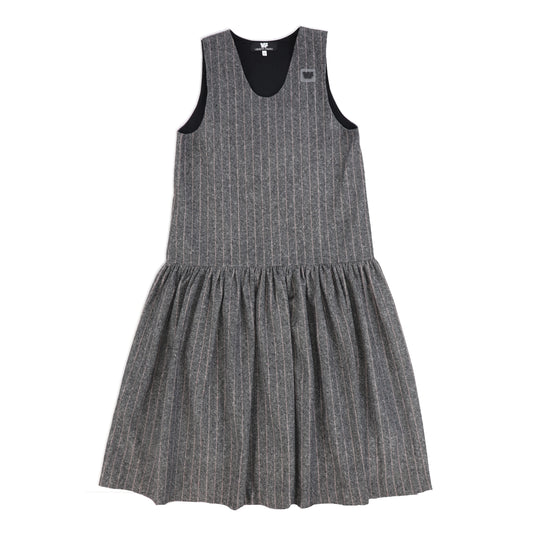 VENERA ARAPU GREY PINSTRIPE V-NECK FLARED JUMPER