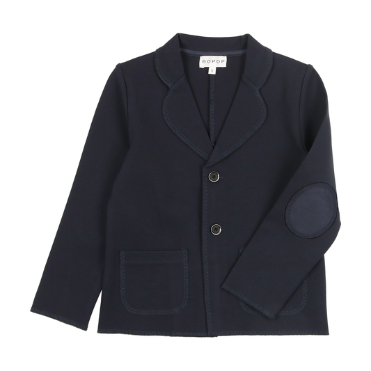 BOPOP NAVY ELBOW PATCH BLAZER