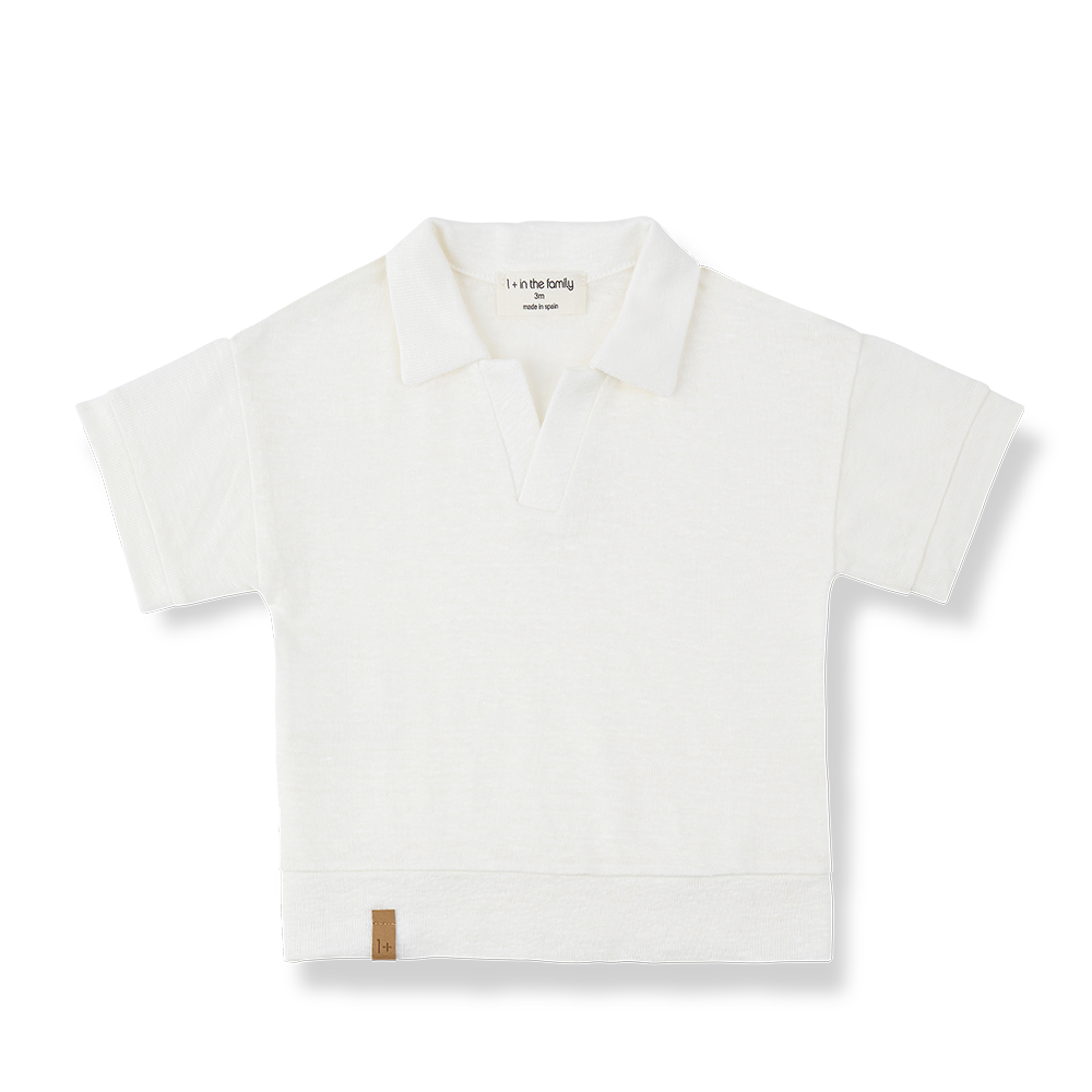 1+ IN THE FAMILY CREAM COLLARED T-SHIRT