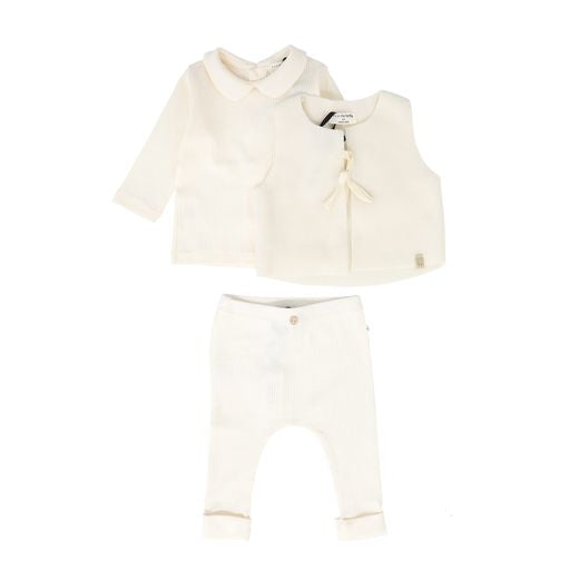 1 + IN THE FAMILY CREAM 3 PC VEST SET
