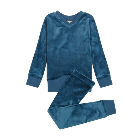 ZEEBRA BLUE VELOUR PAJAMAS