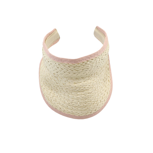 PETITE HAILEY BEIGE/PINK STRAW SUN VISOR