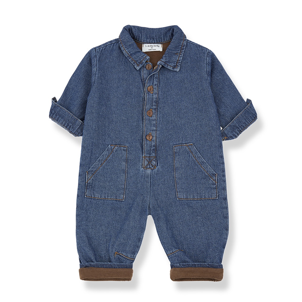 1+ IN THE FAMILY BLUE DENIM BUTTON OVERALL