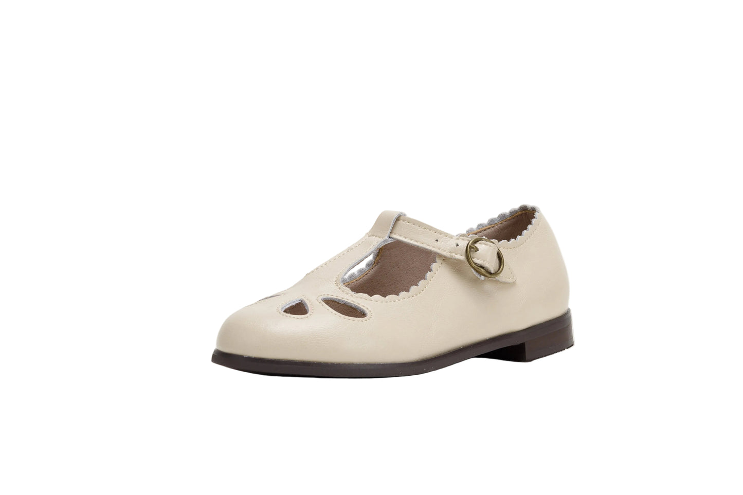 TANNERY & CO BEIGE EYELET T-STRAP SHOE
