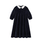 NOUNELLE NAVY VELOUR SCALLOP COLLAR MAXI DRESS