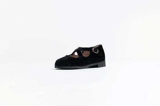 TANNERY & CO BLACK VELVET CRISS CROSS SHOE