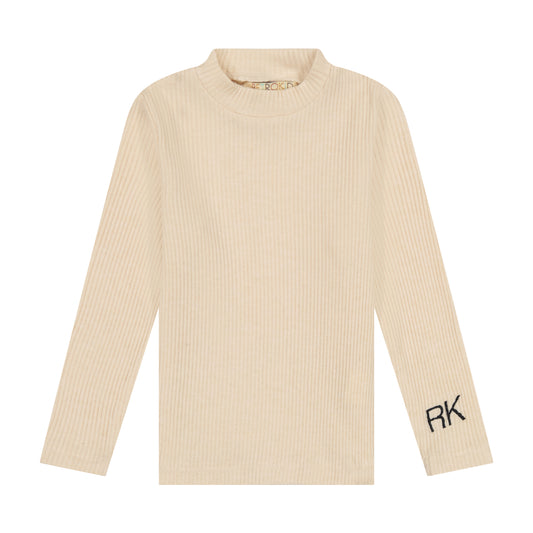 RETRO KID OAT/CREAM KNIT MOCKNECK