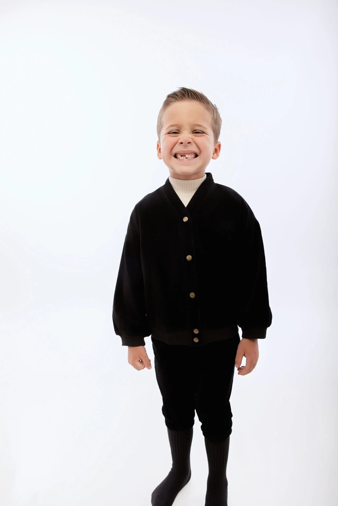 RETRO KID BLACK VELVET CARDIGAN