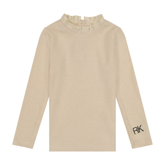 RETRO KID OAT/CREAM RUFFLE KNIT SWEATER