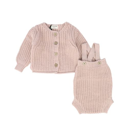 1 + IN THE FAMILY NUDE KNIT ROMPER CARDIGAN SET [Final Sale]