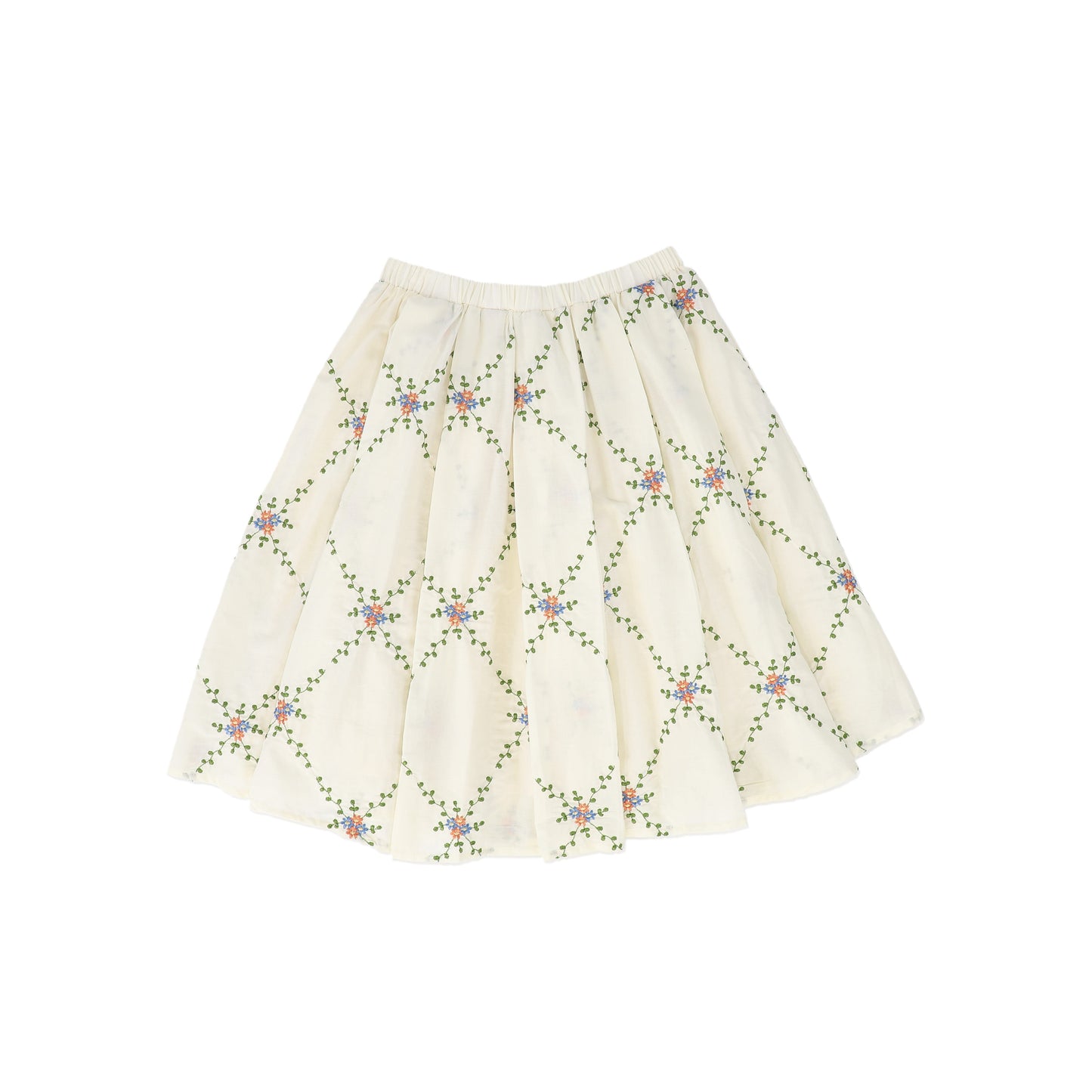 PAPILLON CREAM FLOWER EMBROIDERED SKIRT