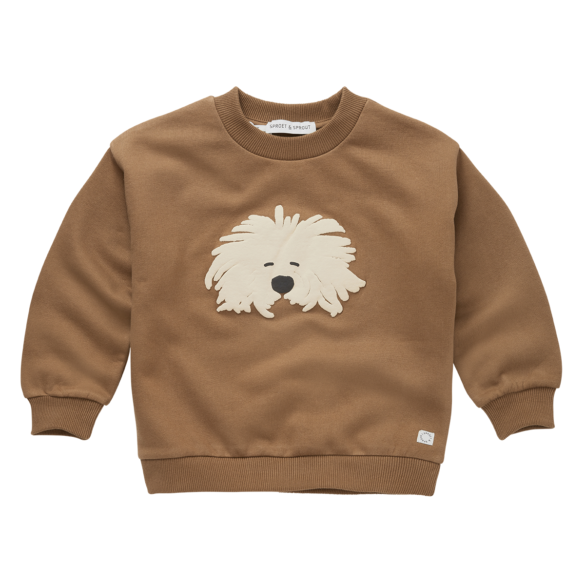 SPROET & SPROUT BROWN ANIMAL PATCH SWEATSHIRT