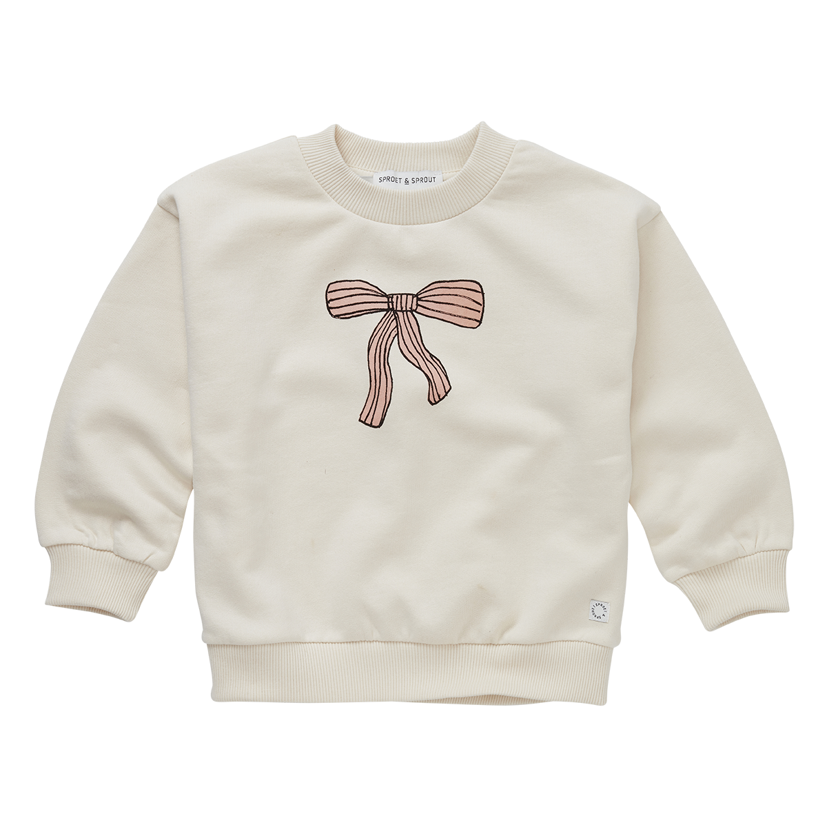 SPROET & SPROUT IVORY BOW PATCH SWEATSHIRT