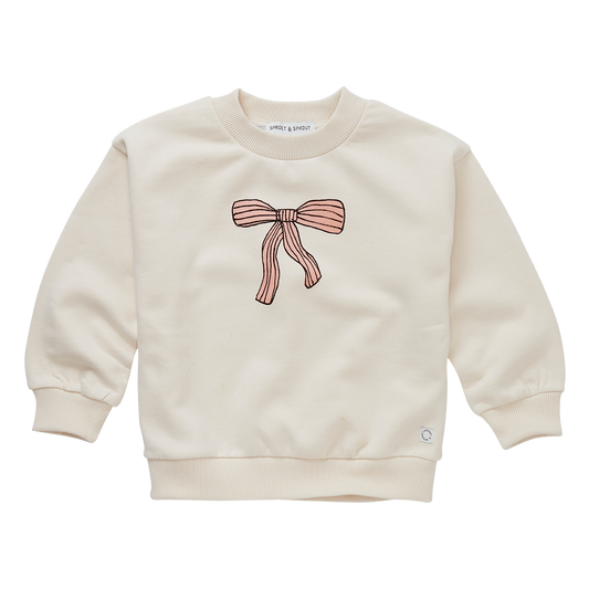 SPROET & SPROUT IVORY BOW PATCH SWEATSHIRT
