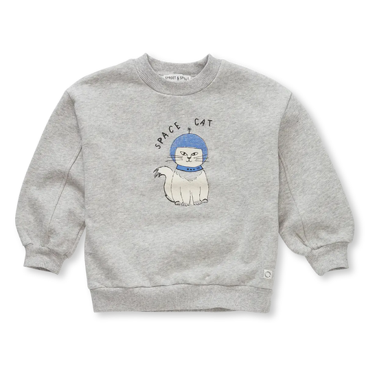 SPROET & SPROUT HEATHER GREY CAT SWEATSHIRT
