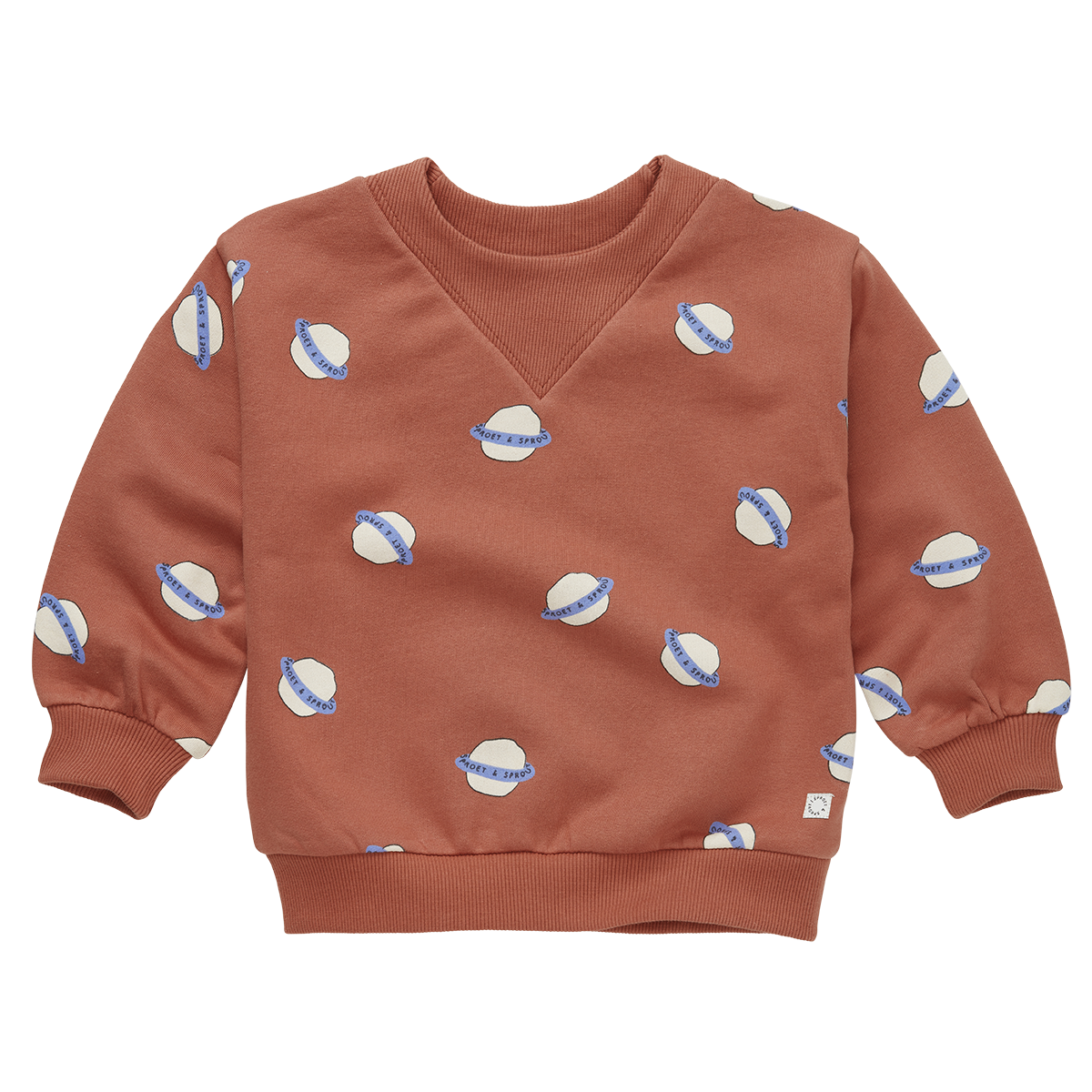 SPROET & SPROUT RUST RIBBED NECK GRAPHIC SWEATSHIRT