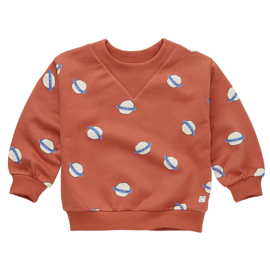 SPROET & SPROUT RUST RIBBED NECK GRAPHIC SWEATSHIRT
