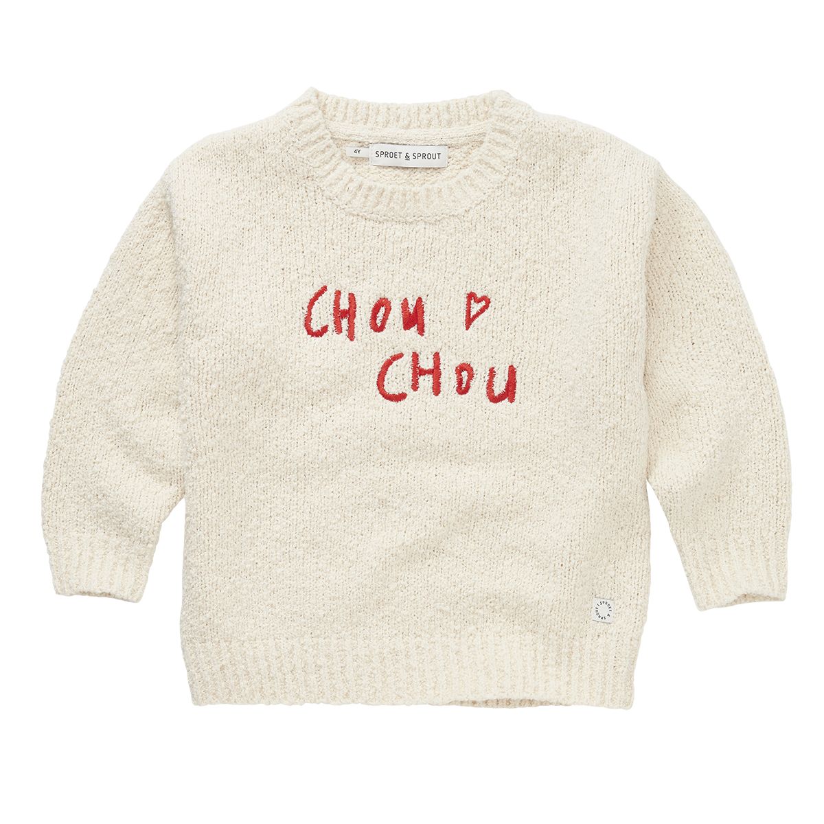 SPROET & SPROUT IVORY WORDED BOUCLE SWEATER