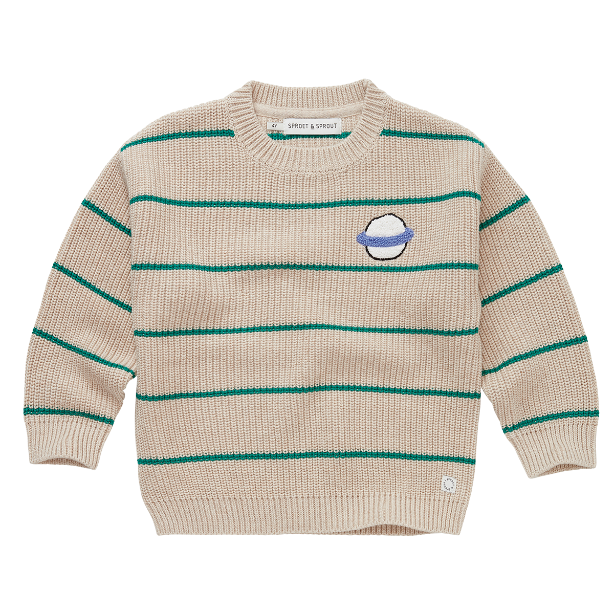 SPROET & SPROUT IVORY/GREEN STRIPED SWEATER