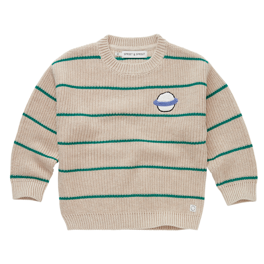 SPROET & SPROUT IVORY/GREEN STRIPED SWEATER
