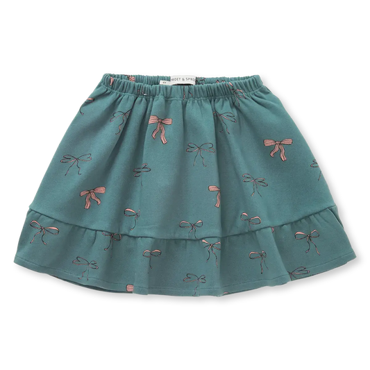 SPROET & SPROUT TEAL/PINK BOW PRINT SKIRT