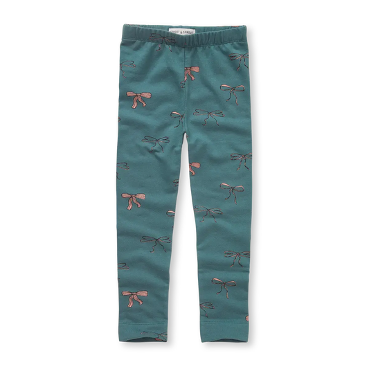 SPROET & SPROUT TEAL/PINK BOW PRINT LEGGING