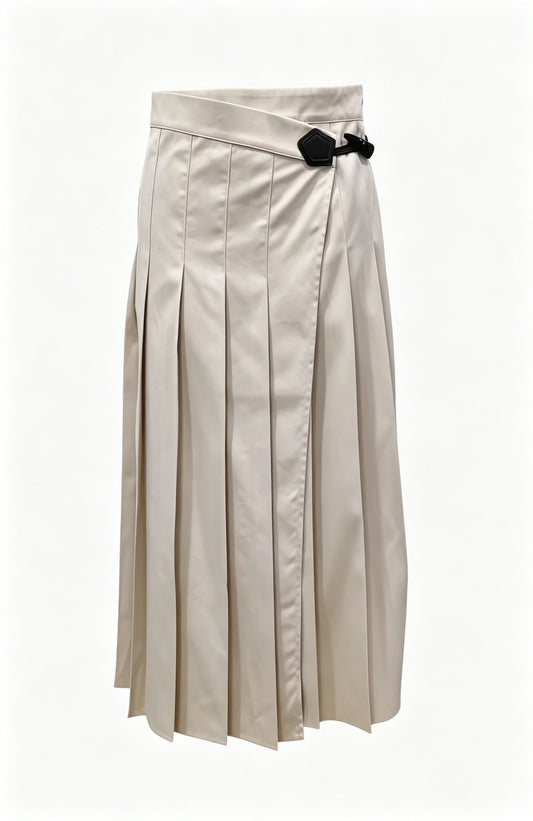 VALENTINA CREAM WRAP PLEATED MAXI SKIRT