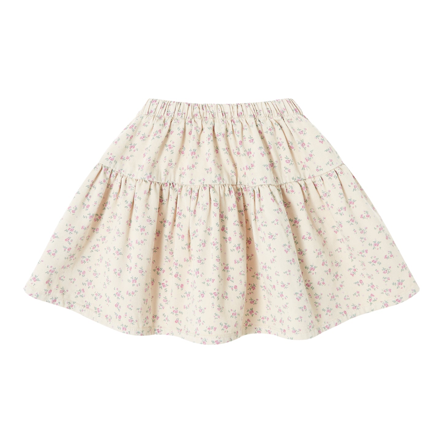 TOCOTO VINTAGE BEIGE TWILL FLORAL SKIRT [FINAL SALE]