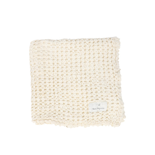 BEBE ORGANIC CREAM WAFFLE BLANKET [FINAL SALE]