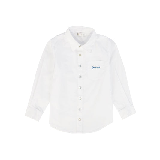 COCO BLANC WHITE LOGO BUTTON DOWN SHIRT
