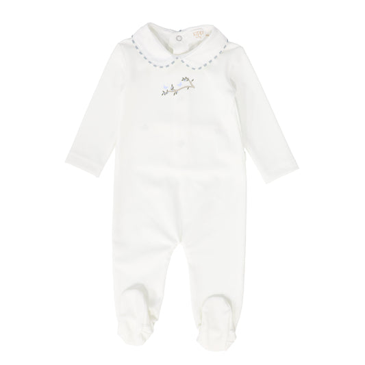 KIPP WHITE/BLUE TRIM COLLAR FOOTIE