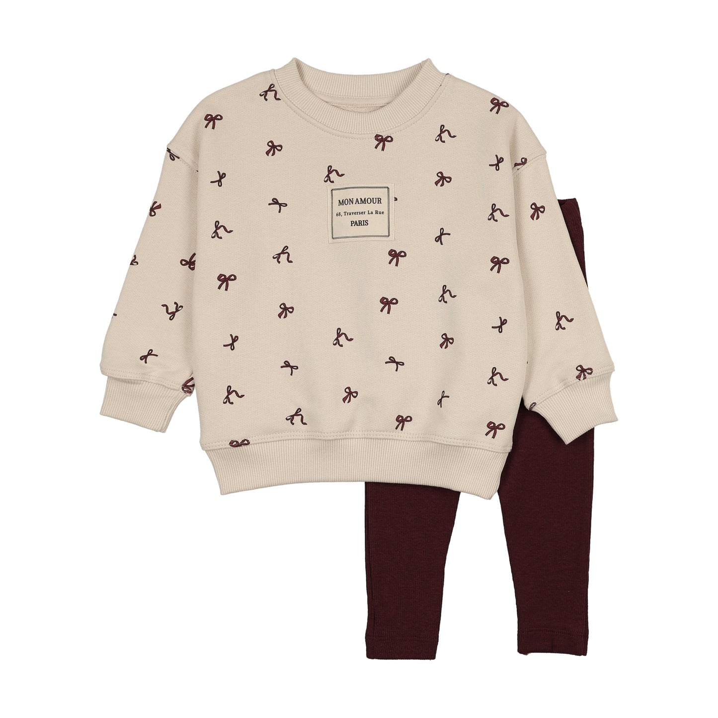 ANALOGIE BOW PRINT BOW SWEATSHIRT SET