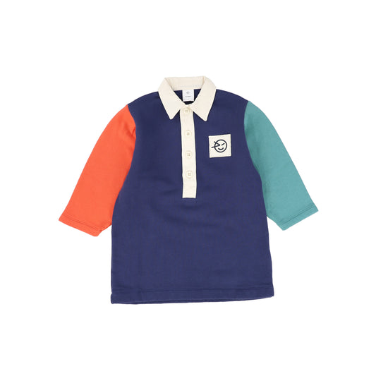 WYNKEN NAVY COLOR BLOCK COLLAR DRESS [FINAL SALE]