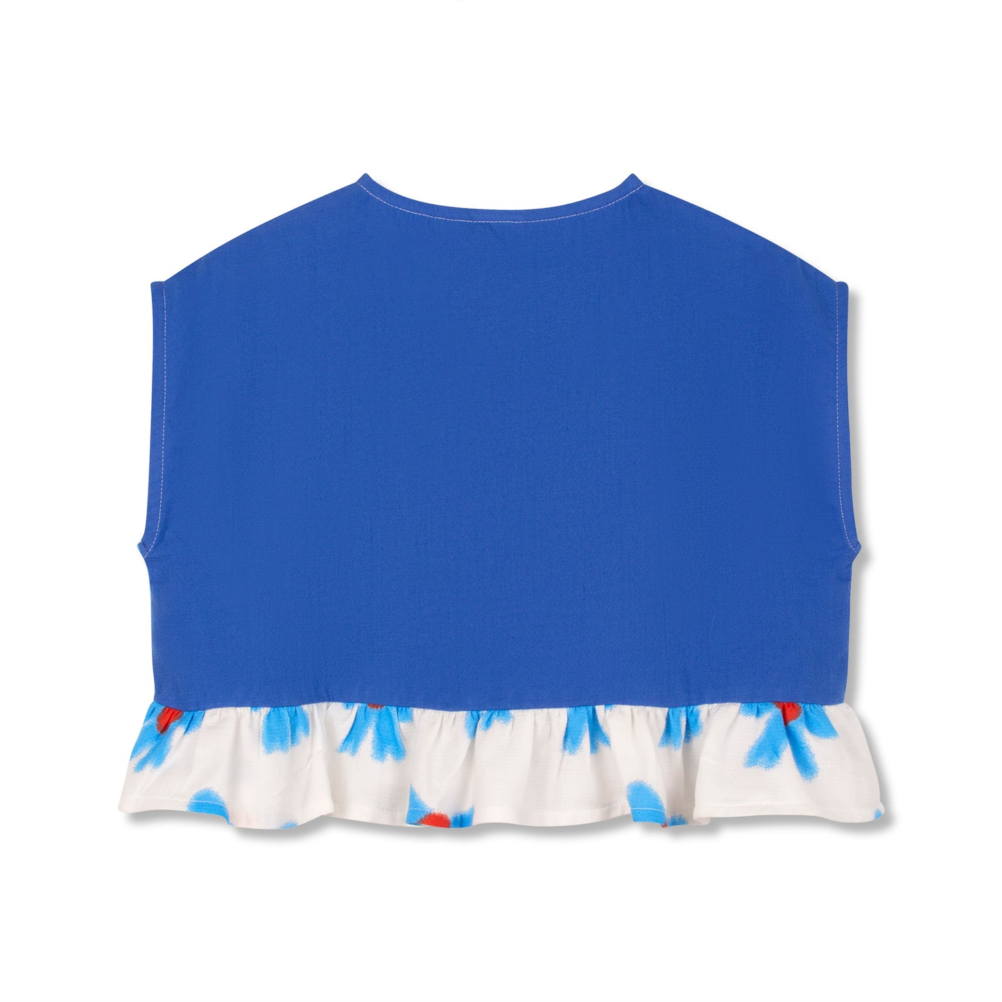 WYNKEN WHITE/BLUE BOW RUFFLE TOP