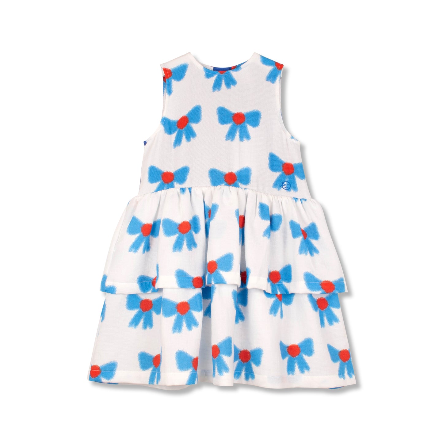 WYNKEN WHITE/BLUE BOW DRESS