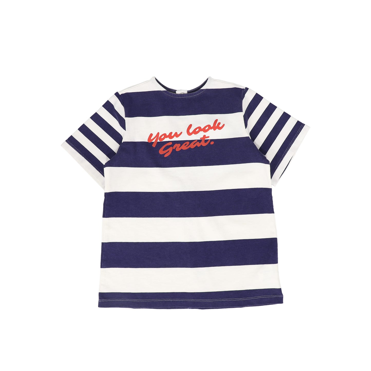 WYNKEN NAVY/WHITE STRIPED WORDED DRESS