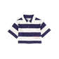 WYNKEN NAVY/WHITE STRIPED COLLARED CROPPED SHIRT