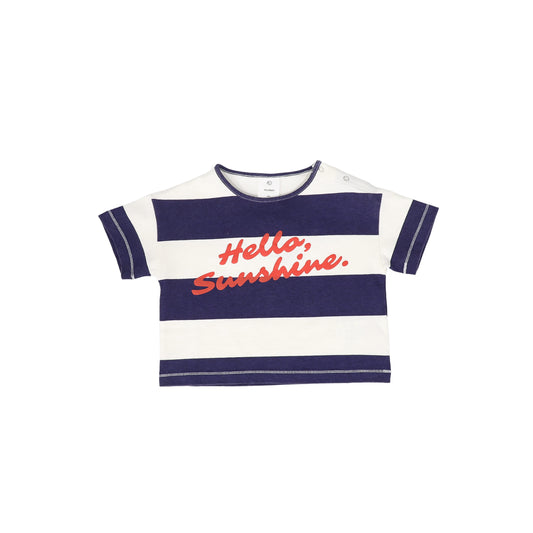 WYNKEN NAVY/WHITE STRIPED WORDED TEE