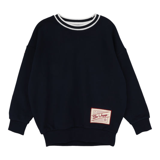 ANALOGIE NAVY BON VOYAGE PATCH SWEATSHIRT
