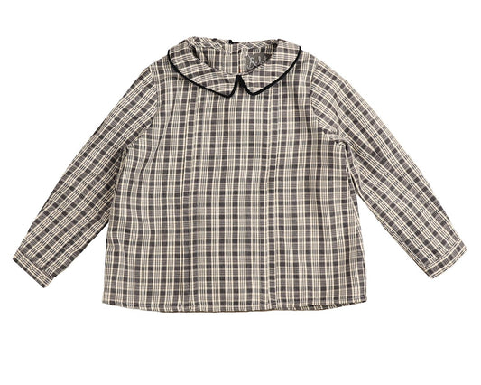 BELATI NAVY PLAID PETER PAN COLLAR SHIRT