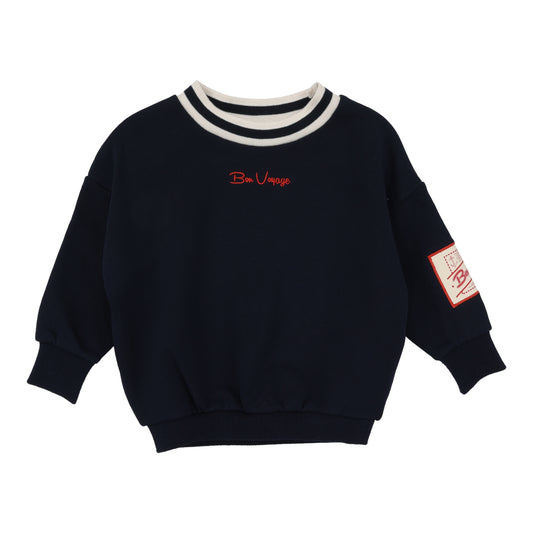 ANALOGIE NAVY BON VOYAGE EMBROIDERED SWEATSHIRT