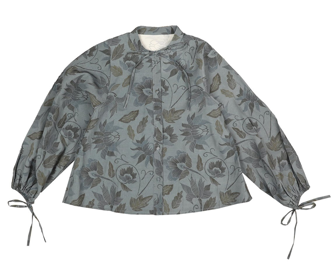NOMA GREY FLORAL LINE PRINT BLOUSE