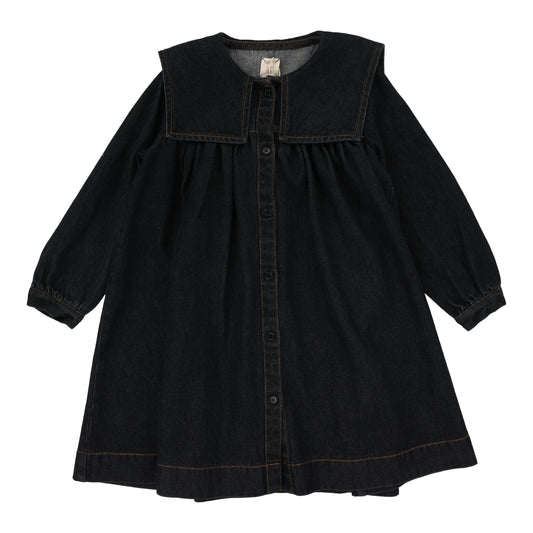 ANALOGIE BLACK DENIM PLEATED SAILOR DRESS