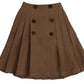 BELATI BROWN JERSEY PLEATED BUTTON SKIRT